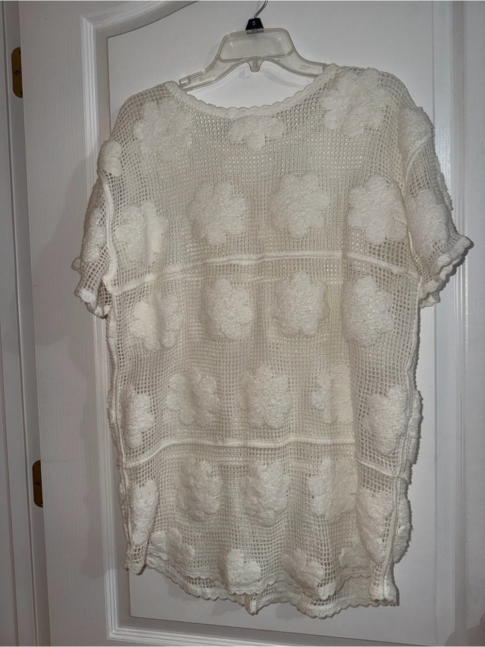 Women's Cream Floral Knit swim cover up- dress